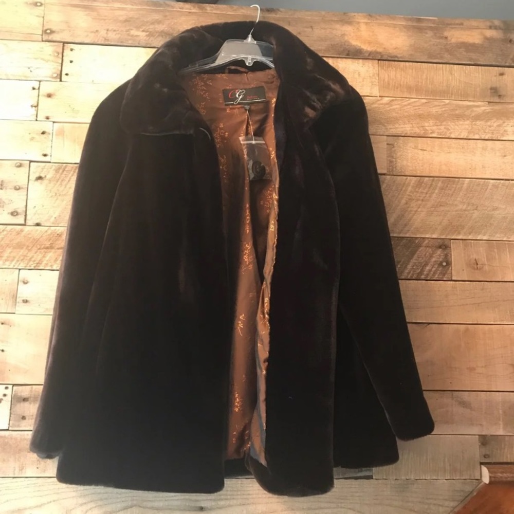 Faux Fur Coat , Dark Chocolate Color. NEW